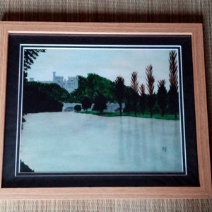 Painting print of: 'Lismore castle and bridge'. Co. Waterford, Ireland.