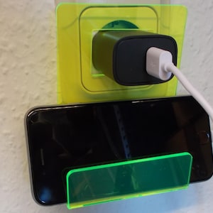 Wall mount for iPhone or Android smartphone charger. Color: green
