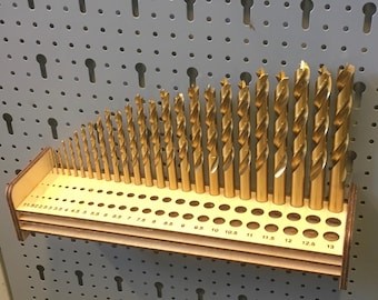 Bohrerhalter für 1-13mm in 0,5 mm Schritt Bohrer geeignet für Küpper Skadis Pegboard Werkzeugwand.