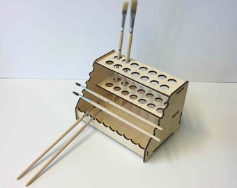Wooden brush tray, brush holder, painting pen holder, makeup brush organizer