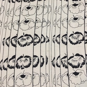 Vintage Schiantù Printed Fabric Made in Italy, Linen and Raw Silk, Cream/Black Color, Italian Fabric by the Meter, Fabric Scraps