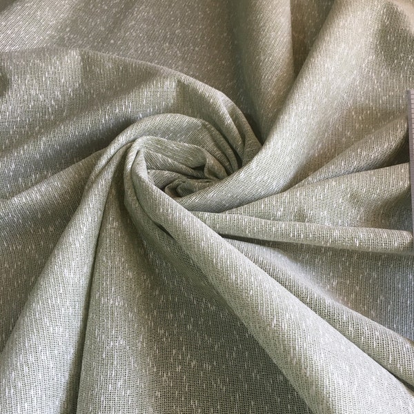 Tessuto sartoriale Lino e Cotone con effetto grezzo colore verdastro, stoffe italiane a metraggio, scampoli dei tessuti, tessuti per tende