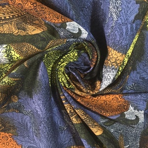 Pure Cotton Fabric Marine Design, Italian Tailored Fabric by the Meter, Fabric Scraps, Organic Fabrics by the Meter.
