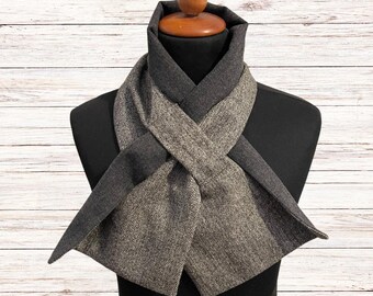 English Wool Tweed Lined Scarf, Handcrafted, Double Neck Warmer, Gift for a Loved One