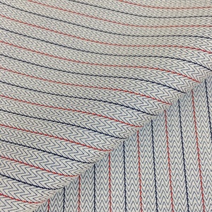 Vintage Pinstripe Fabric, Made in Italy 100% Cotton, Tailored Fabric, Light Blue/Blue/Red Color, Fabrics by the metre, 1.7 m piece