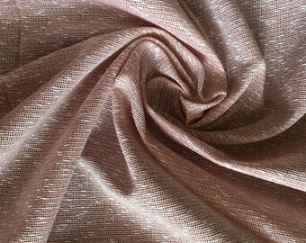 Tessuto sartoriale Lino e Cotone con effetto grezzo colore rosa pallido, tessuto italiano al metro, scampoli dei tessuti, stoffe a metraggio