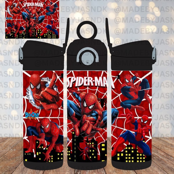 spider man kids wrap stainless steel digital, tumbler wrap - 12 oz tumbler wrap sublimation, png file 8.4"x6"