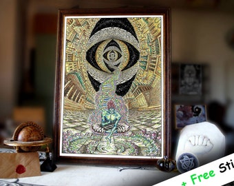 Universe Experiencing Itself Visual Art Print | Yoga Art | Modern Art | Meditation Art | Psychedelic Art Print | Yoga Studio Art
