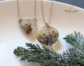 Real forest cones necklace, woodland necklace, real flower necklace, botanical necklace, botanical jewelry, gift for her, resin jewelry
