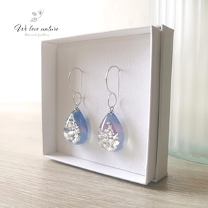 Resin Cloud Raindrop Earrings, Blue Purple Sky Dangle Jewelry