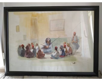 La Madrassa aquarelle orientaliste