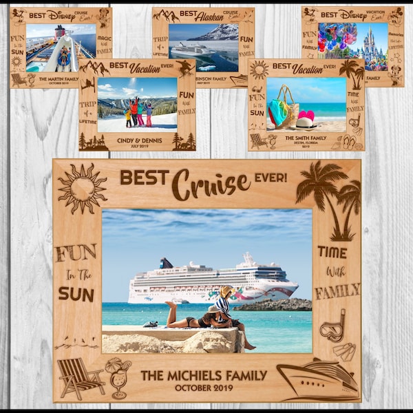 Personalized Laser Engraved Vacation Picture Frame | 5 x 7 Photo Frame - Disney Vacation Cruise, Alaskan, Beach, Winter, Best Vacation Ever