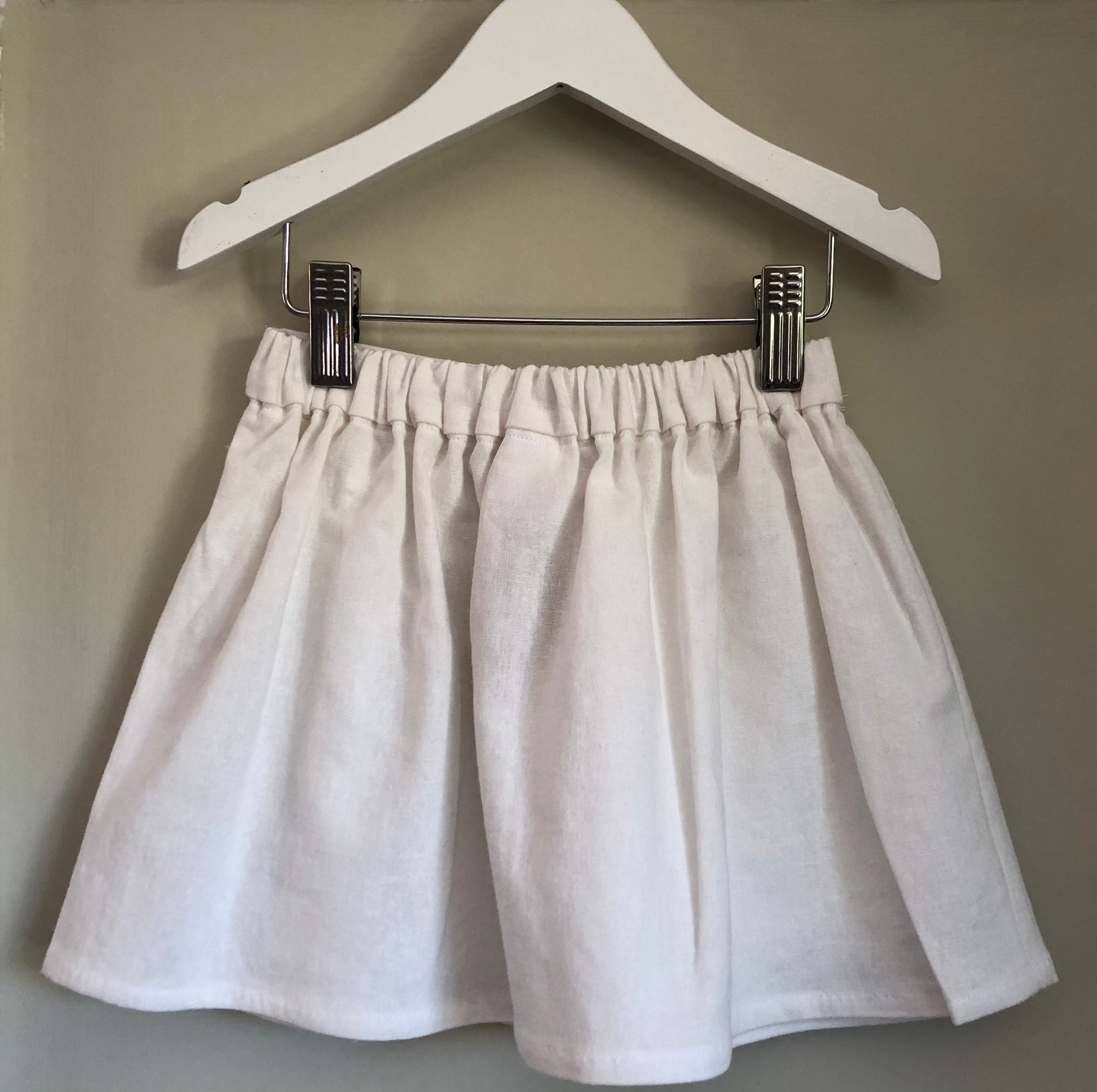Toddler white Skirt / white linen skirt / Girls white Skirt Etsy