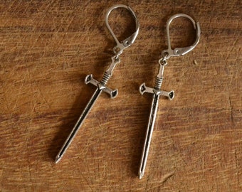 Earrings "Sword of Blood", sword, sword earrings, silver, pagan, witch, wiccan, gothic