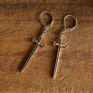 Earrings &quot;Sword of Blood&quot;, sword, sword earrings, silver, pagan, witch, wiccan, gothic