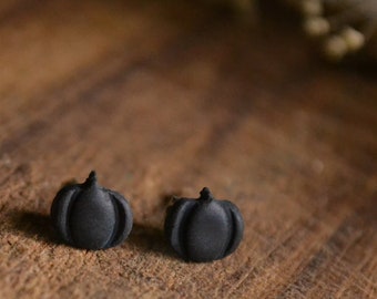 Earrings "Cucurbita", pumpkin earrings, black, pagan, witch, witch, wiccan, gothic, pumpkin, stainless steel, polymer clay, Halloween