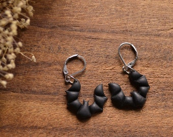 Earrings "Batty", bat earrings, black, pagan, witch, witch, wiccan, gothic, stainless steel, bat, polymer clay, Halloween