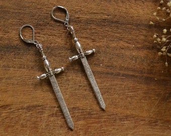 Earrings "Sword of Destiny", sword, sword earrings, silver, pagan, witch, wiccan, gothic