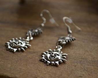 Earrings "Sun Lover", Sunny Earrings, eye earrings, sun earrings, silver, pagan, witch, wiccan, gothic, sun, eye