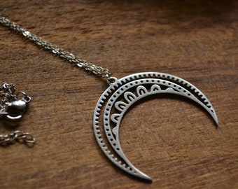Necklace "Moon", moon necklace, necklace with crescent, stainless steel necklace, silver chain