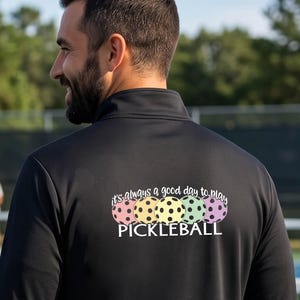 Custom Pickleball Long Sleeve Breathable Athletic 1/4 Zip Gift For Dad Pickleball Performance Shirt Men Quarter Zip Personalized Clothing