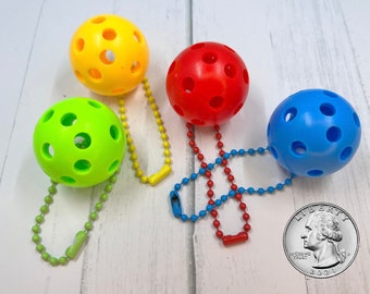 Super Cute Micro Bag Tags/Pulls, Tiny Fun Pickleballs, Four Colors, pickleball bag tag - Now with matching chains!!