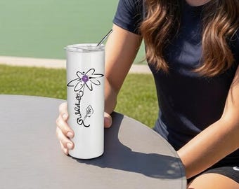 Pickleball Flower Tumbler: Customizable Stainless Steel Drinkware