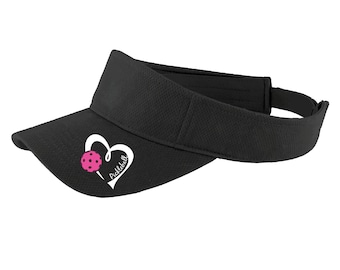 Pickleball Love Visor - Pink Heart Design, Women's Sports Headwear