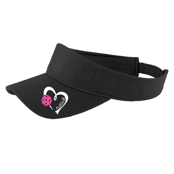 Pickleball Love Visor - Pink Heart Design, Women's Sports Headwear