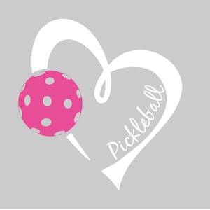 Pickleball Decal Heart with Ball Car Decal, Pickleball decal, pickle ball love car decal, funny pickleball, pickleball bumper sticker,