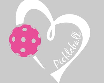 Pickleball Decal Heart with Ball Car Decal, Pickleball decal, pickle ball love car decal, funny pickleball, pickleball bumper sticker,