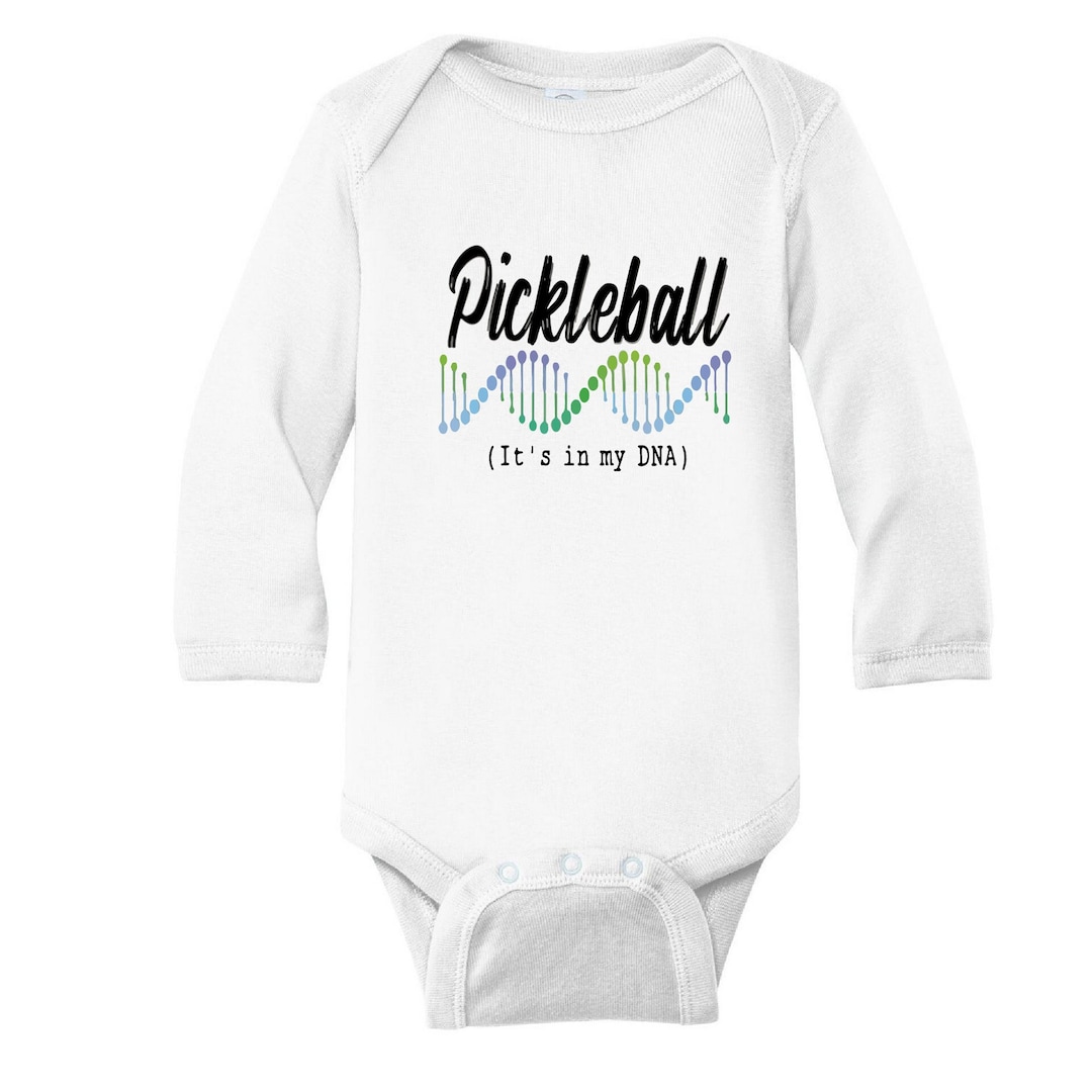 Pickleball DNA Long Sleeved Baby Onesie..pickleball Onseies Pickleball Infant Clothes Pickleball