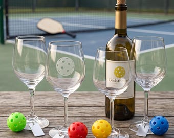 Pickleball Wine Bottle Charms Pickleball Gift for Player Wine Lover Gift Pickleball Teammate Gift Fun Hostess Gift