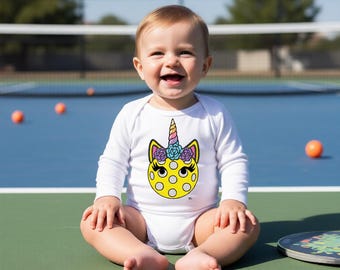 Pickleball Unicorn-romper - babyromper pickleball... Pickleball-romper - Pickleball-babykleding - Pickleball-babyoutfits
