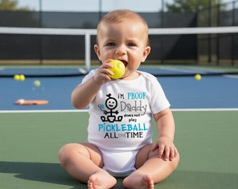 Het bewijs dat papa niet altijd pickleball speelt baby-romper.. Pickleball-romper - Pickleball Infant - Pickleball-babyoutfits