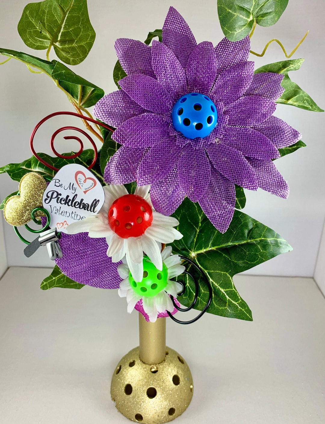 Pickleball Valentine Flowers. Pickleball Flowers. Pickleball Vases. Fun