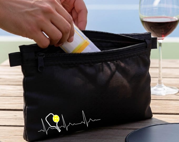Pickleball Accessory Pouch Cosmetic Bag Pickleball Gift Women's Makeup Organizer Paddle Lover Travel Bag Everyday Zipper Pouch