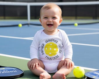Toekomstige Pickleball-partner van oma of opa - babyshirt pickleball met lange mouwen - Pickleball-babykleding - Pickleball Baby