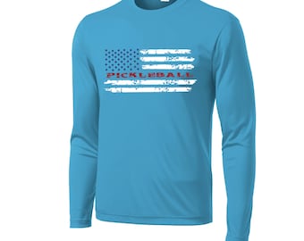 T-shirt de pickleball pour hommes : motif drapeau américain, vêtements de sport qui évacuent l&#39;humidité