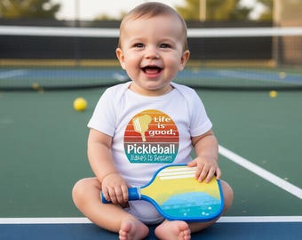 Life is Good Pickleball Makes it Better - Pickleball babyromper.. Pickleball babykleding babykleding met lange en korte mouwen