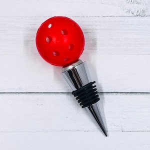 Wine Bottle Stopper Pickleball Marker-Pickleball Cute-Mini Pickleball Wine Party Gift-Pickleball Perfection Red