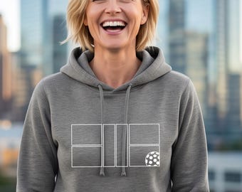 Cancha de pickleball / Sudadera con capucha para mujer / Estilos ajustado y cuello vuelto / Sudadera de manga larga