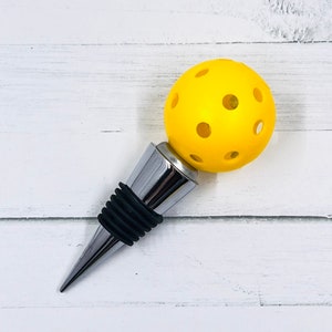 Wine Bottle Stopper Pickleball Marker-Pickleball Cute-Mini Pickleball Wine Party Gift-Pickleball Perfection Yellow