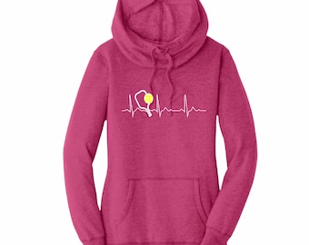 Pickleball Herzschlag-EKG | Frauen und Männer Sweatshirt Hoodie | Tailliert & Unisex Styles | Langarm-Pullover