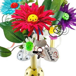 Pickleball Flowers for your Valentine... Daisy's with Pickleballs... Pickleball vases for pickleball roses... Fun pickleball gift... Funny
