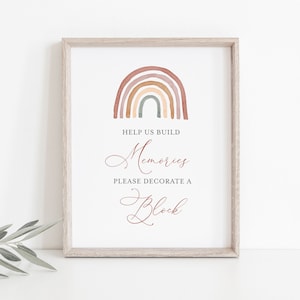 Regenbogen-Baby-Dusche dekorieren ein Block Zeichen, Regenbogen dekorieren ein Block Zeichen, Boho Regenbogen dekorieren ein Block Zeichen, Sofort-Download, Templett-BB18