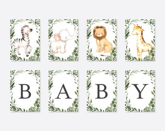 Safari Baby Shower Party Banner, Safari Party Banner, Jungle Party Banner, Safari Baby Shower Decorations, Instant Download, Templett - BB30