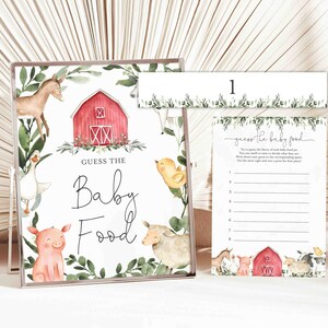 Farm Baby Shower Guess The Baby Food Game, Farm Guess The Baby Food Game, Farm Animal Baby Shower Game, Instant Download, Templett - BB9