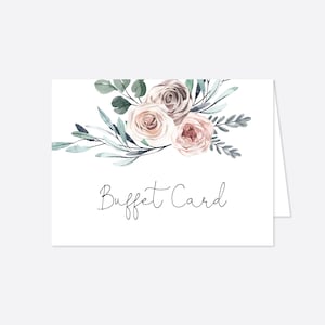 Boho Rose Wedding Buffet Card, Dusty Rose Wedding Buffet Card, Dusty Pink Floral Wedding Buffet Card, Instant Download, Templett - WD5