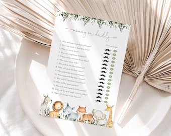 Safari Baby Shower Mommy or Daddy Game, Safari Baby Shower Mom or Dad Game, Safari Mommy or Daddy Game, Instant Download, Templett - BB8